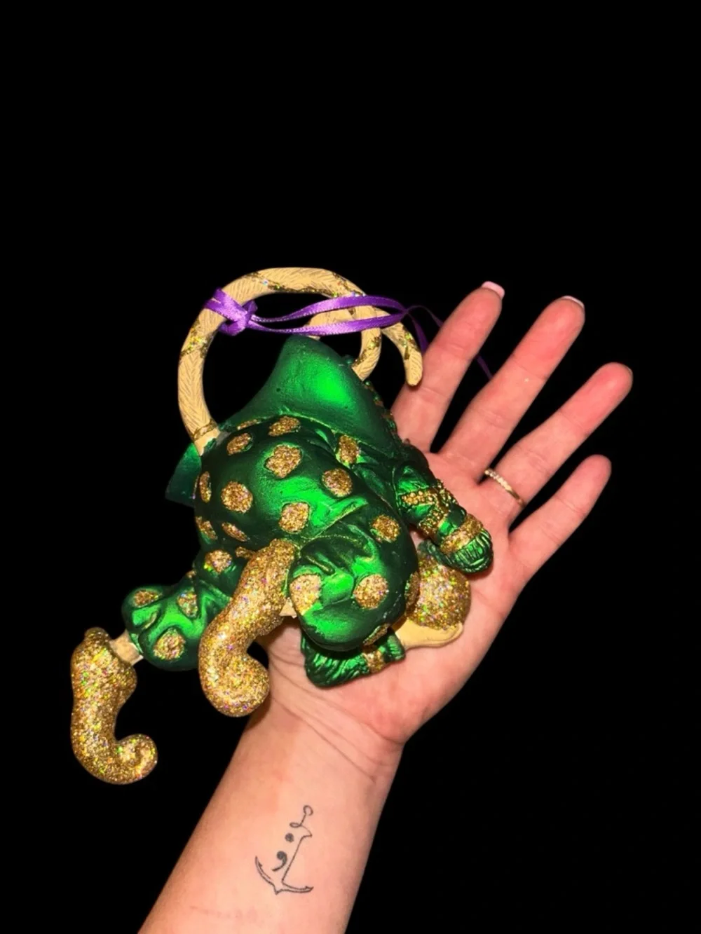 Vintage Mark Robert’s Green and Gold Fantasy Monkey Ornament